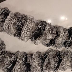 Black and Gray Ruffled Scarf